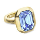 UNOde50 Gold-Plated Blue Crystal Ring - Size 9.5