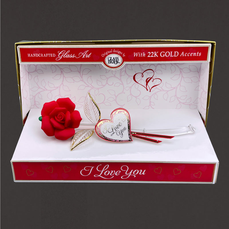 Glass Baron Red Rose "I Love You" Keepsake Box