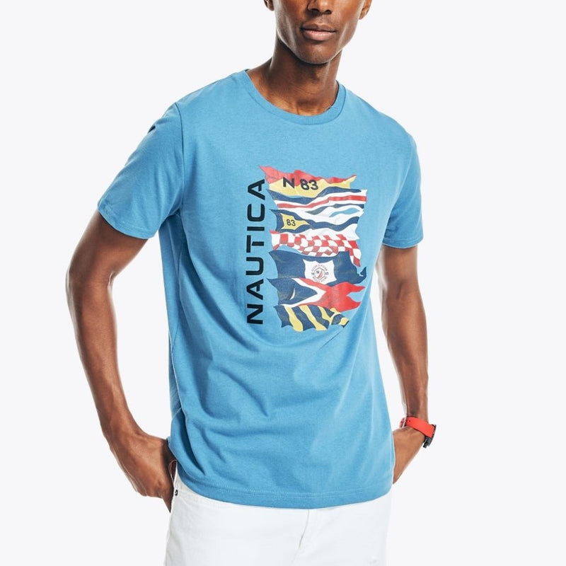 Nautica Mens Sustainably Crafted Flag Graphic Short Sleeve T-Shirt