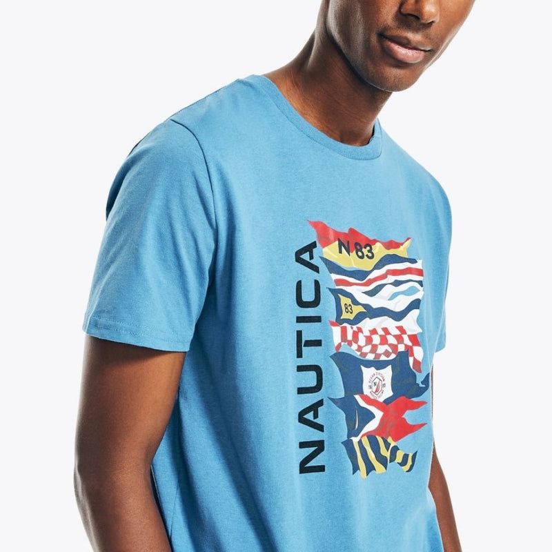Nautica Mens Sustainably Crafted Flag Graphic Short Sleeve T-Shirt