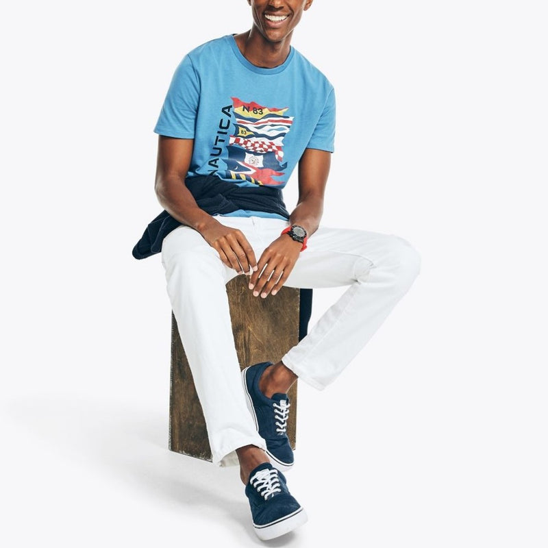 Nautica Mens Sustainably Crafted Flag Graphic Short Sleeve T-Shirt