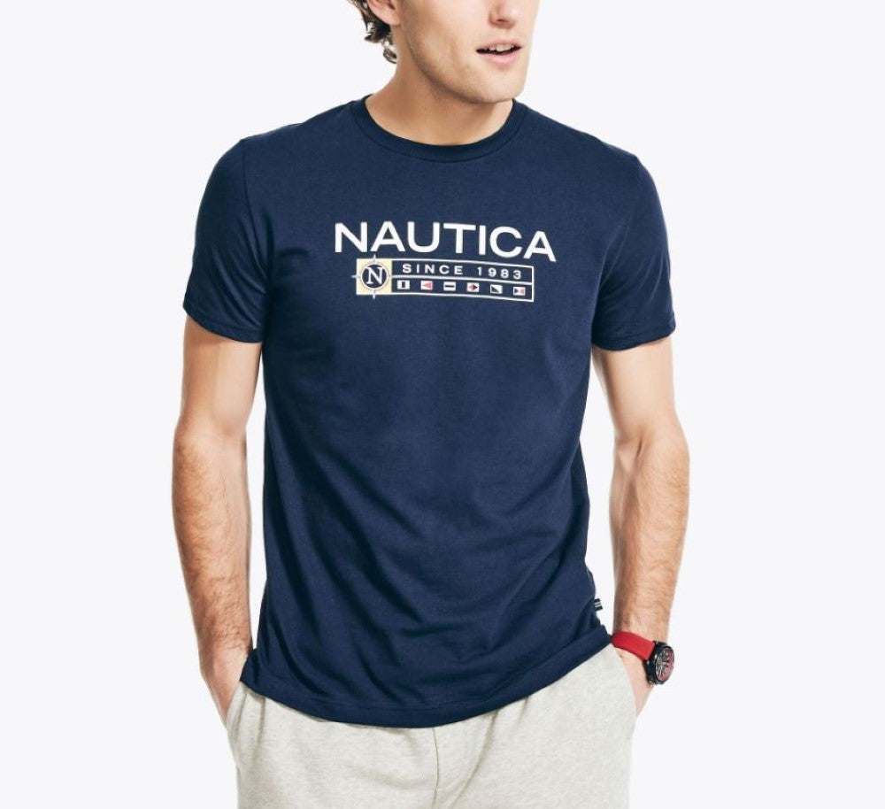 Nautica Mens Sustainably Crafted Logo Graphic Short Sleeve T