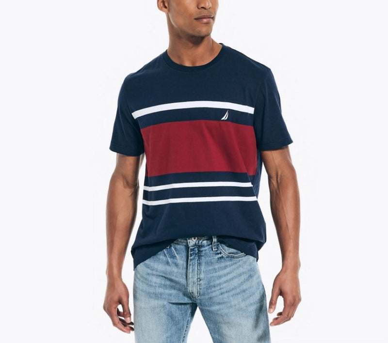Nautica Mens Colorblock Crewneck Short Sleeve T-Shirt