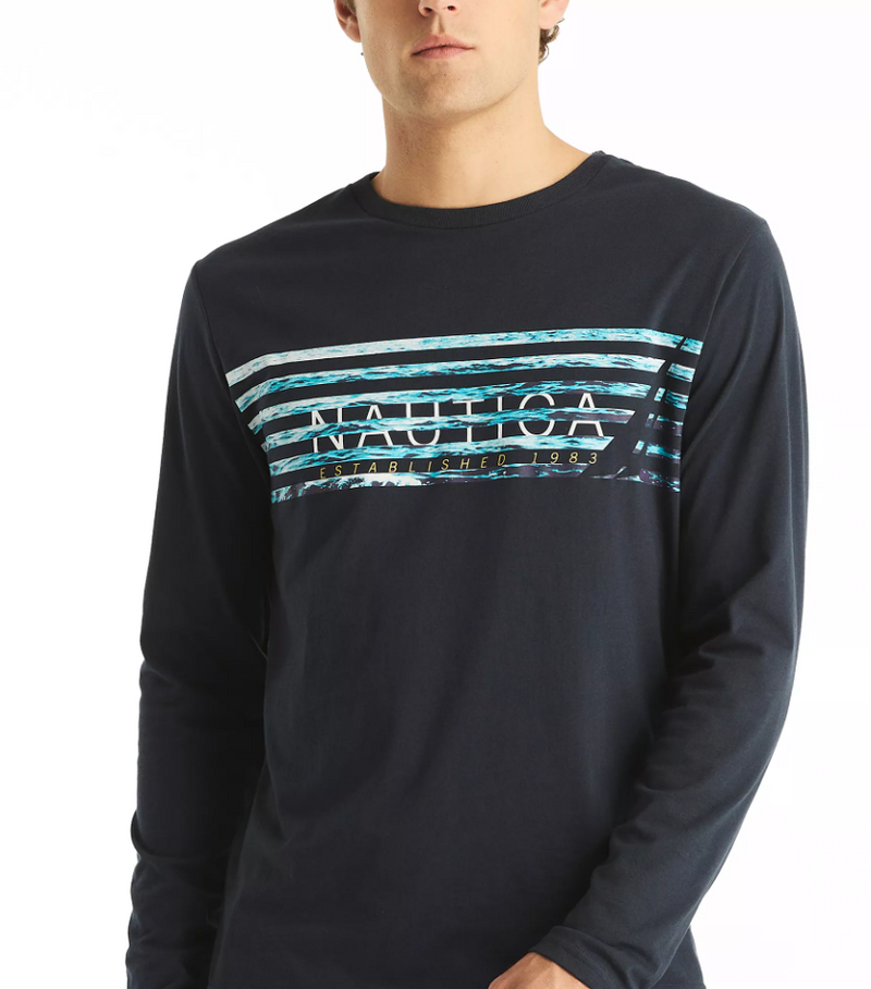 Nautica Mens Sustainably Crafted Graphic Long Sleeve T-Shirt