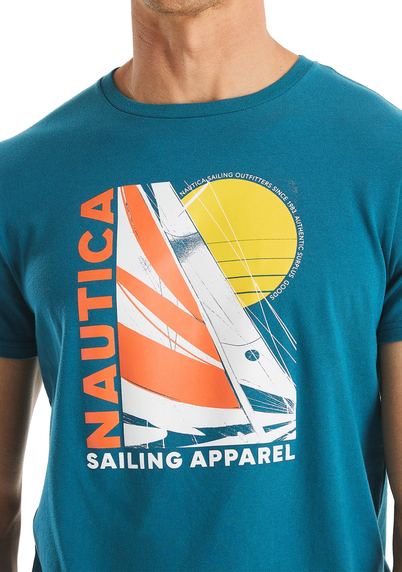 Nautica Mens Modern Sailing Graphic Short Sleeve T-Shirt