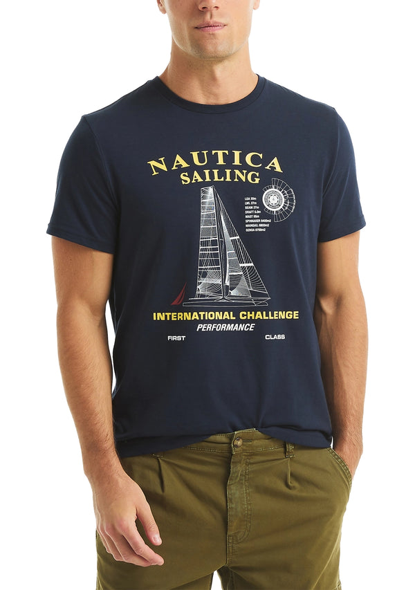 Nautica Mens International Challenge Sailing Graphic Short Sleeve T-Shirt