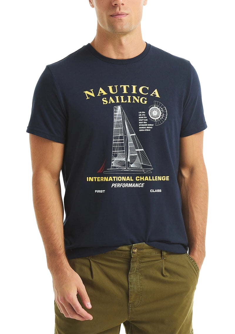 Nautica Mens International Challenge Sailing Graphic Short Sleeve T-Shirt
