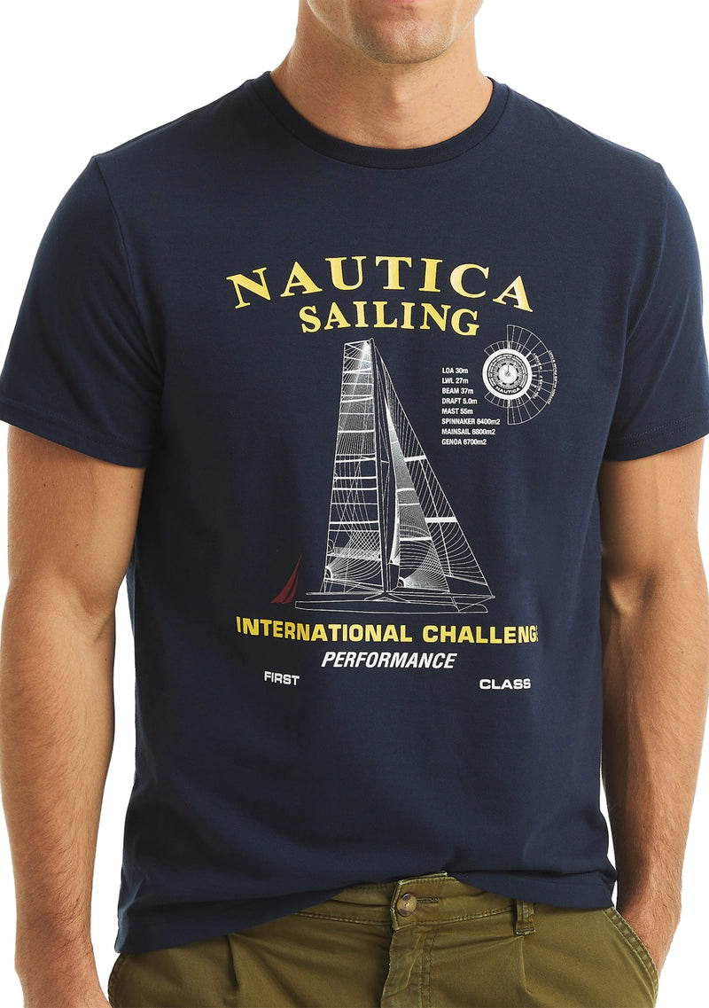 Nautica Mens International Challenge Sailing Graphic Short Sleeve T-Shirt
