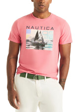 Nautica Mens Sustainably Crafted Neon Sailing Short Sleeve T-Shirt