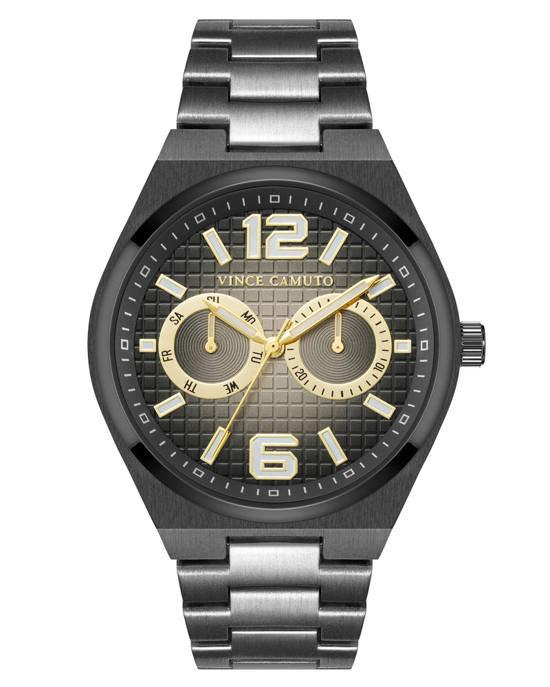 Vince Camuto Mens Multi-Function Dark Grey Bracelet Watch