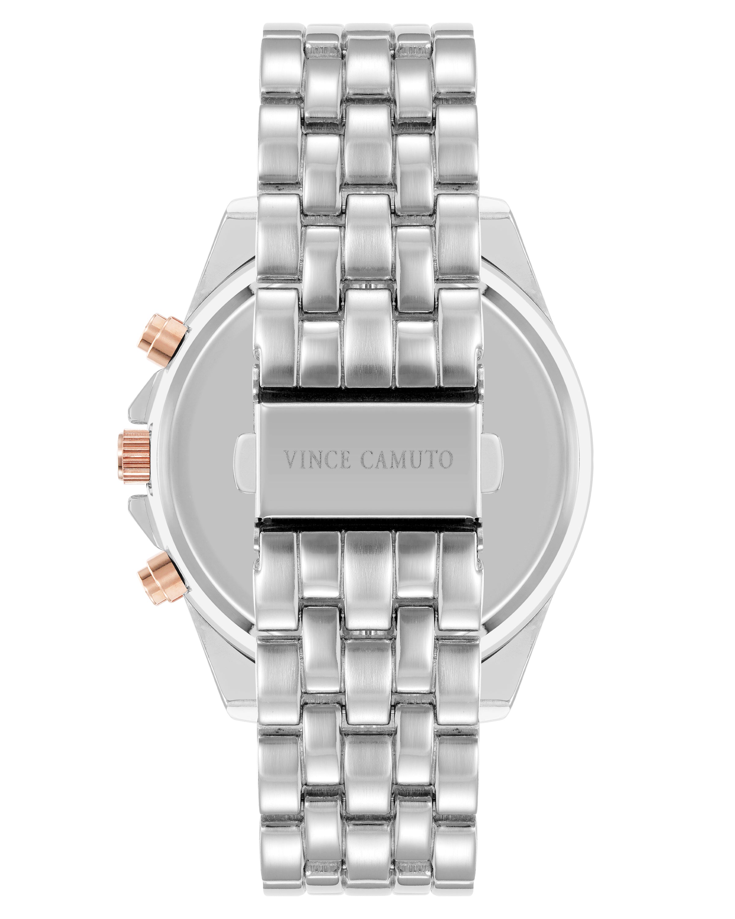 Vince Camuto Mens Rose Gold Multi-Function Silver-Tone Bracelet Watch