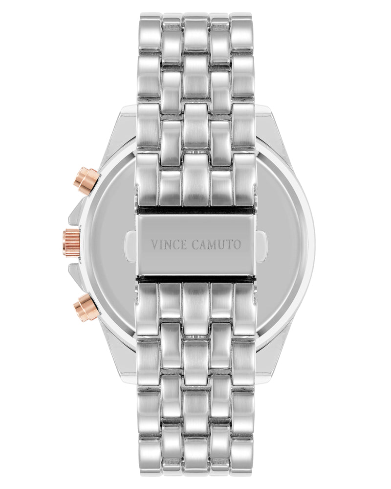 Vince Camuto Mens Rose Gold Multi-Function Silver-Tone Bracelet Watch