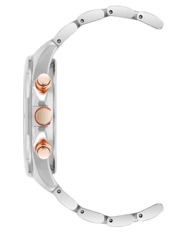 Vince Camuto Mens Rose Gold Multi-Function Silver-Tone Bracelet Watch