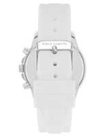 Vince Camuto Mens Blue Dial Multi-Function White Silicone Strap Watch
