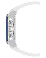 Vince Camuto Mens Blue Dial Multi-Function White Silicone Strap Watch