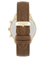Vince Camuto Mens Multi-Function Honey Leather Strap Watch