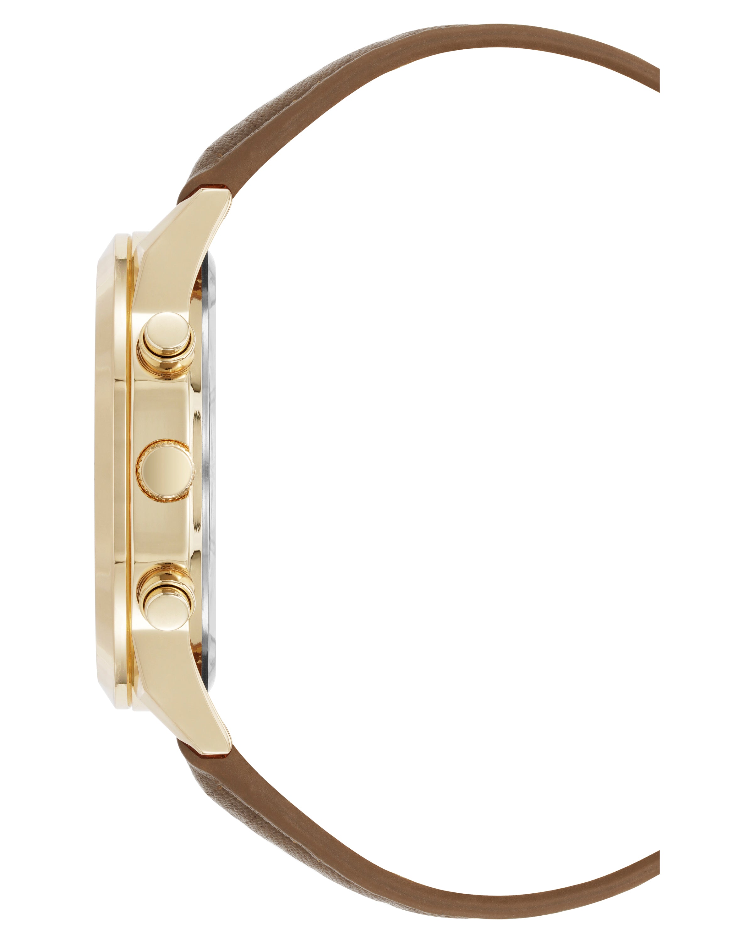 Vince Camuto Mens Multi-Function Honey Leather Strap Watch