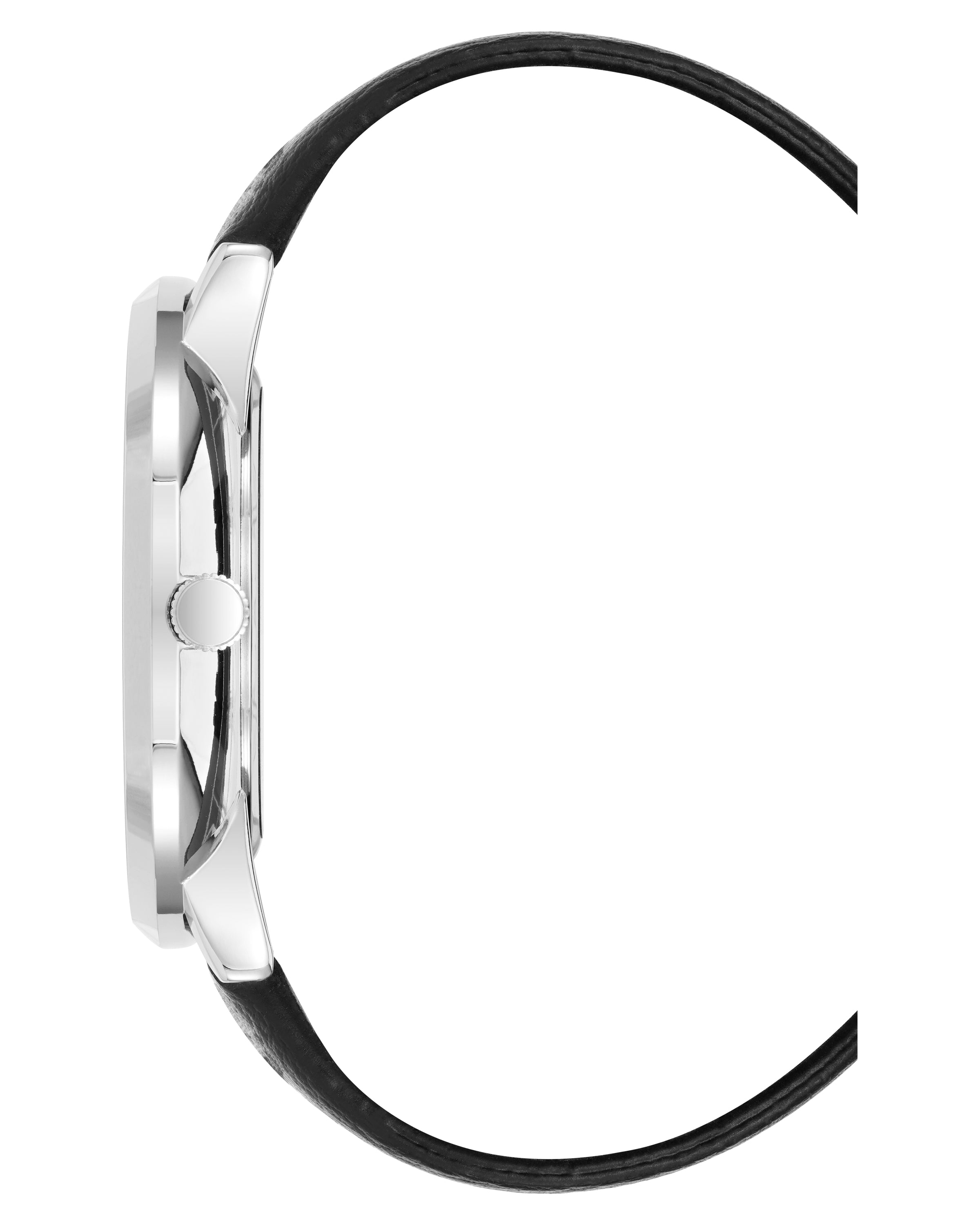 Vince Camuto Mens Silver-Tone Multi-Function Black Silicone Strap Watch