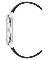 Vince Camuto Mens Silver-Tone Multi-Function Black Silicone Strap Watch