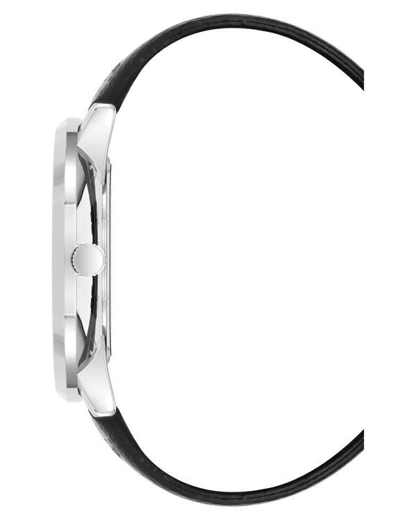 Vince Camuto Mens Silver-Tone Multi-Function Black Silicone Strap Watch