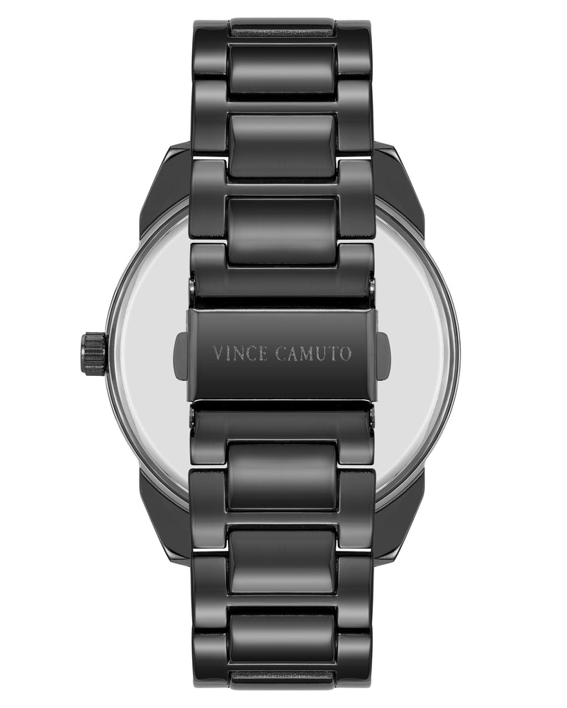 Vince Camuto Mens Black Dial Multi-Function Bracelet Watch