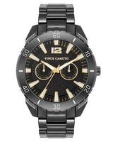 Vince Camuto Mens Black Dial Multi-Function Bracelet Watch