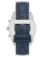 Vince Camuto Mens Silver-Tone Multi-Function Navy Strap Watch