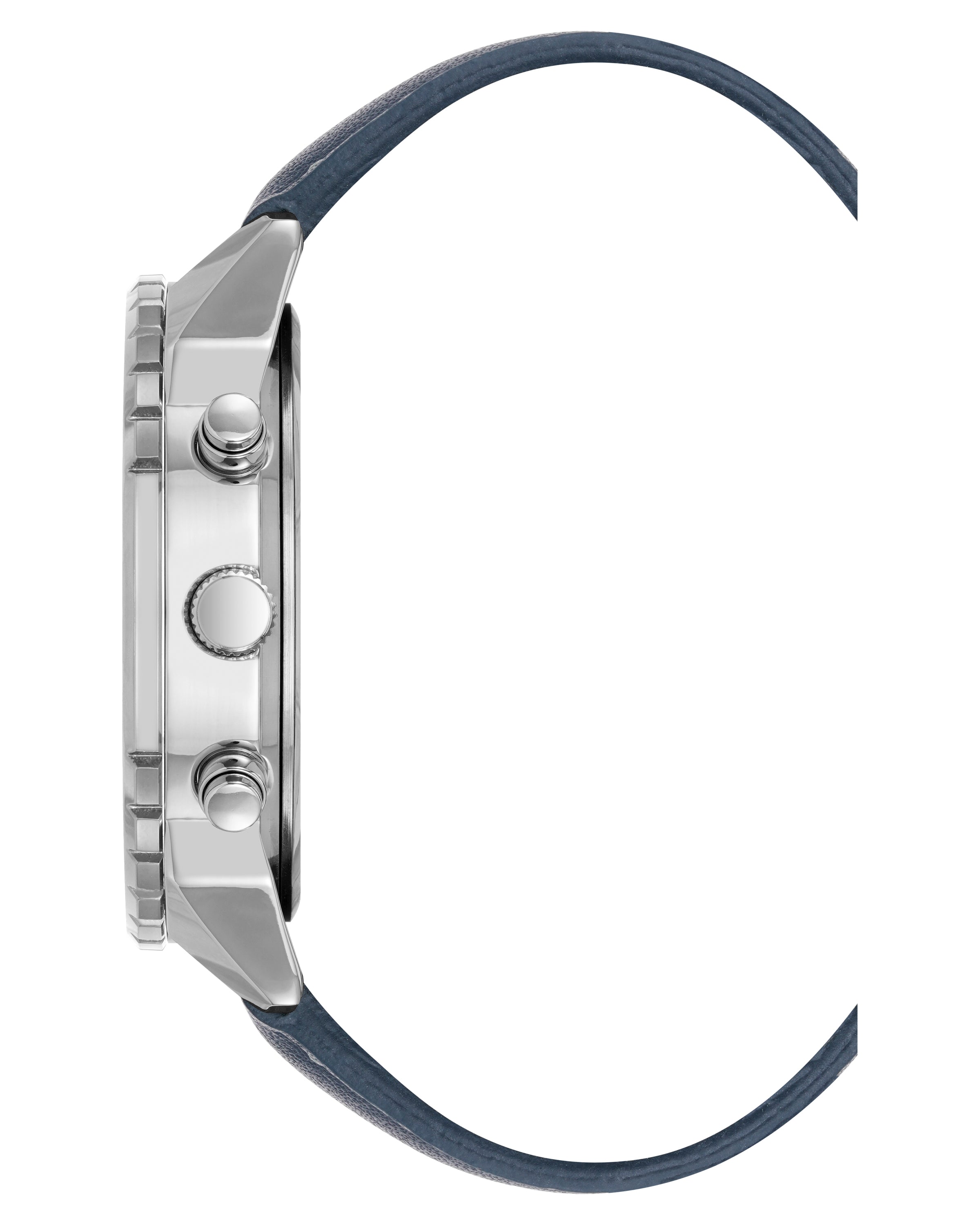 Vince Camuto Mens Silver-Tone Multi-Function Navy Strap Watch
