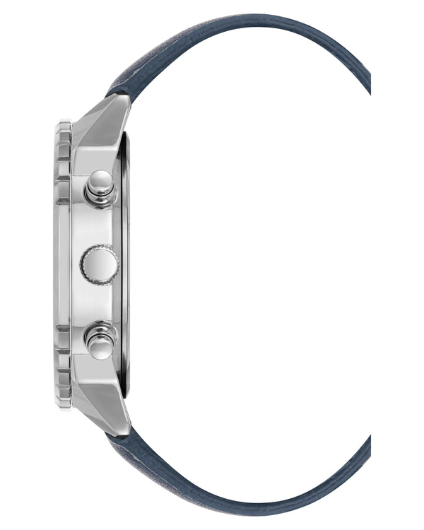 Vince Camuto Mens Silver-Tone Multi-Function Navy Strap Watch