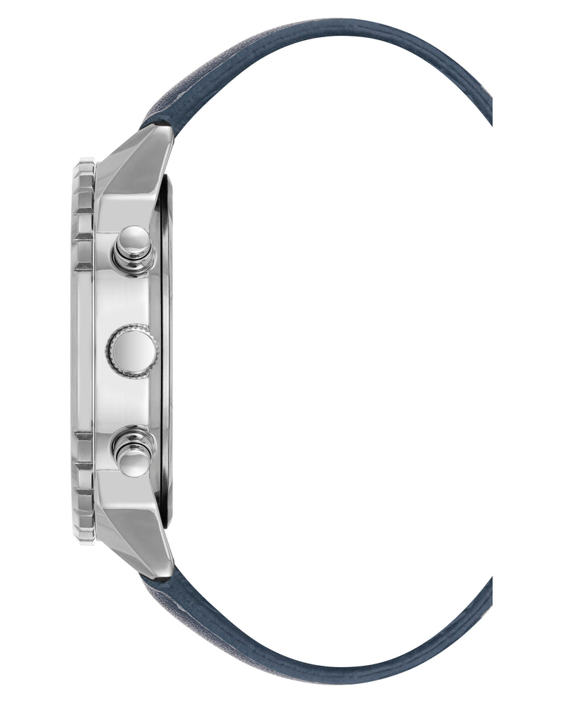 Vince Camuto Mens Silver-Tone Multi-Function Navy Strap Watch