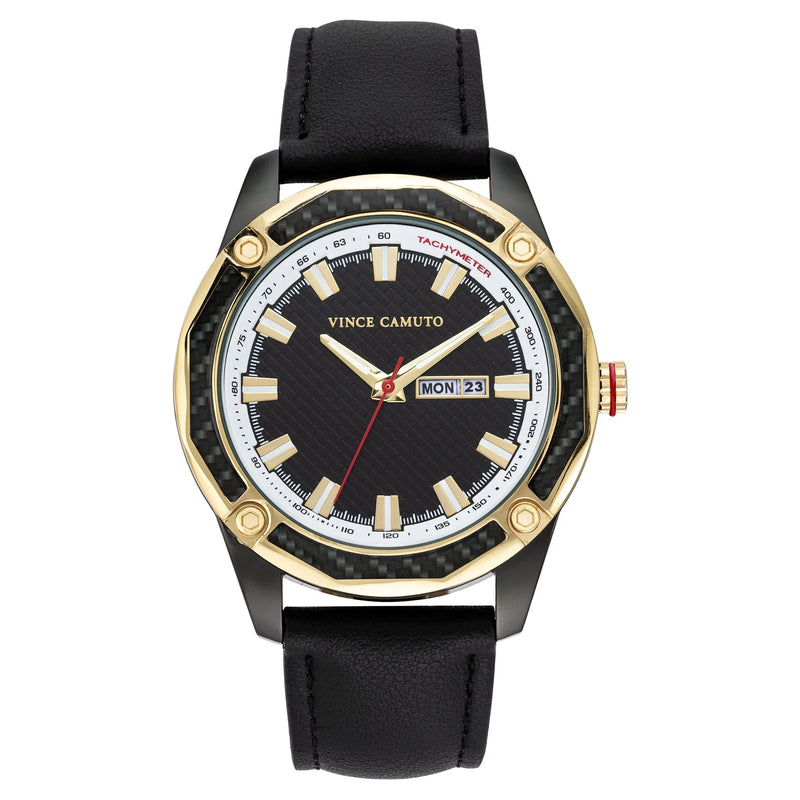 Vince Camuto Mens Silicone Black Dial Watch