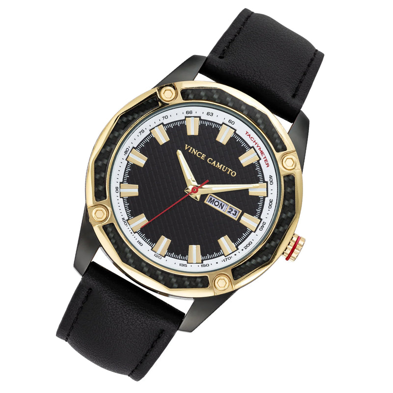 Vince Camuto Mens Silicone Black Dial Watch