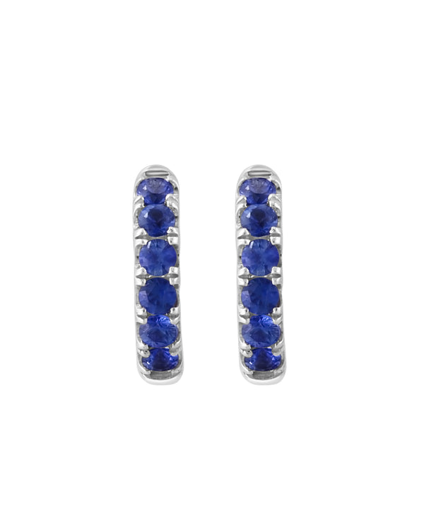 Effy 14K White Gold Blue Sapphire Huggie Earrings