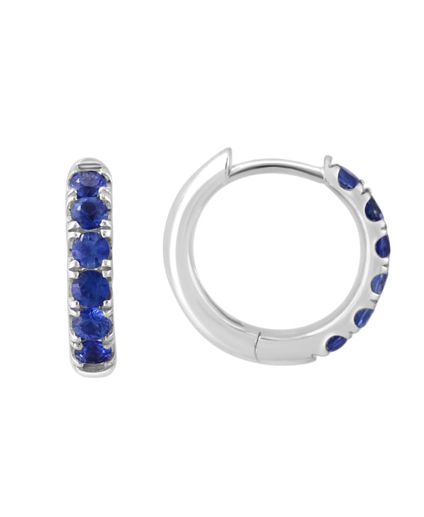 Effy 14K White Gold Blue Sapphire Huggie Earrings