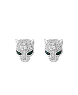 Effy 14K White Gold Emerald & Diamond Puma Stud Earrings