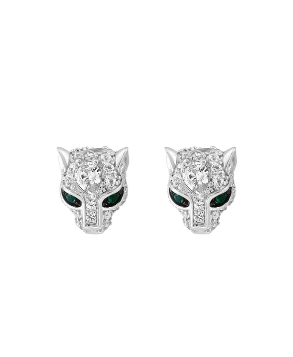 Effy 14K White Gold Emerald & Diamond Puma Stud Earrings