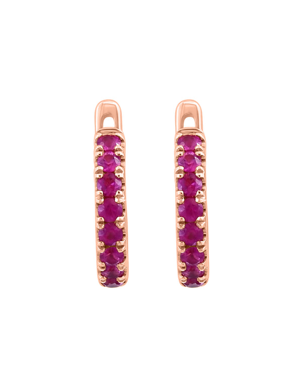 Effy 14K Rose Gold Pink Sapphire Hoop Earrings