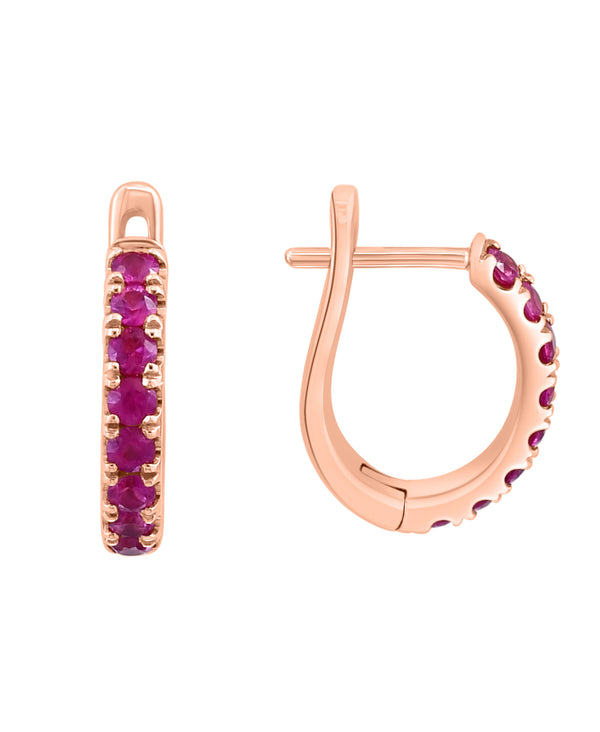 Effy 14K Rose Gold Pink Sapphire Hoop Earrings