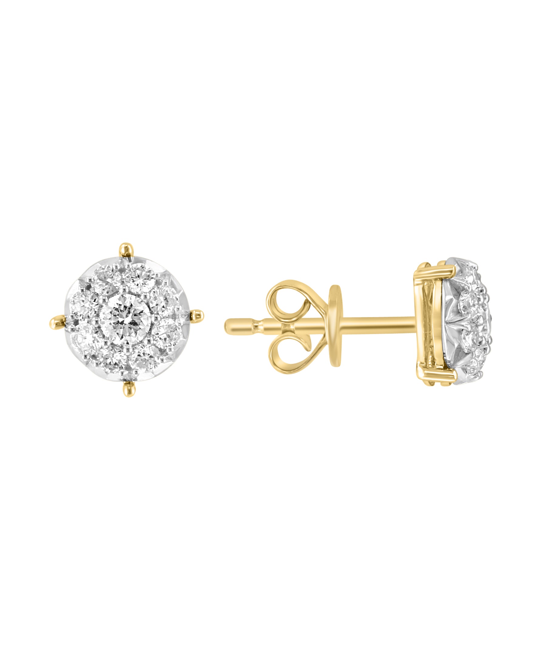 Effy 14K Two-Tone Gold Diamond Cluster Earrings