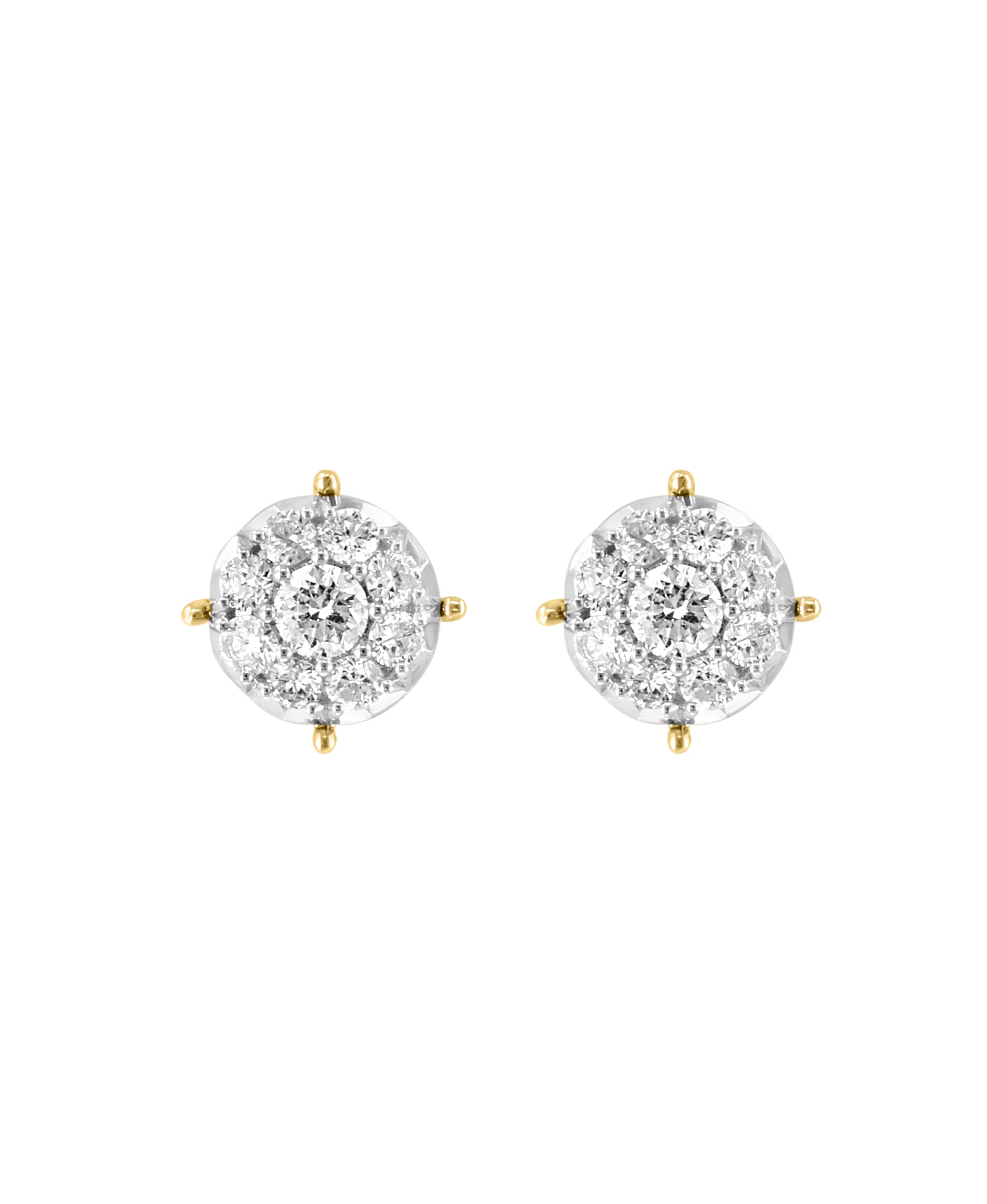 Effy 14K Two-Tone Gold Diamond Cluster Earrings