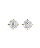 Effy 14K Two-Tone Gold Diamond Cluster Earrings