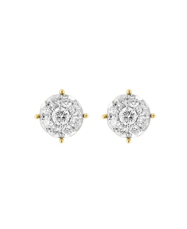 Effy 14K Two-Tone Gold Diamond Cluster Earrings
