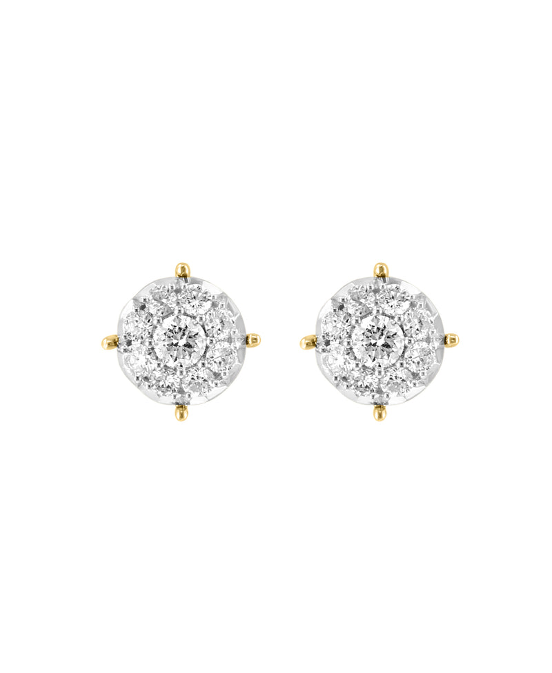 Effy 14K Two-Tone Gold Diamond Cluster Earrings