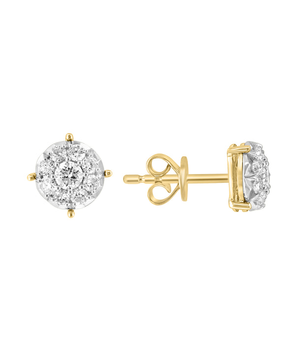 Effy 14K Two-Tone Gold Diamond Cluster Earrings