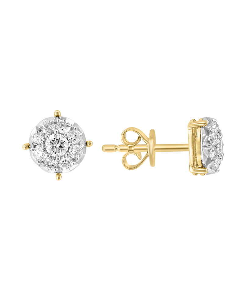Effy 14K Two-Tone Gold Diamond Cluster Earrings