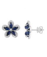 Effy 14K White Gold Diamond & Sapphire Earrings