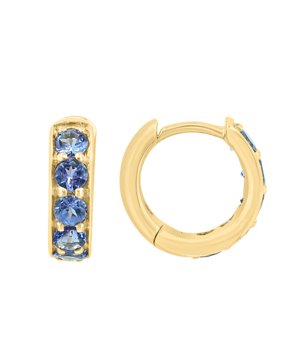 Effy 14K Yellow Gold Tanzanite Hoop Earrings
