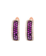 Effy 14K Rose Gold Ruby & Diamond Hoop Earrings
