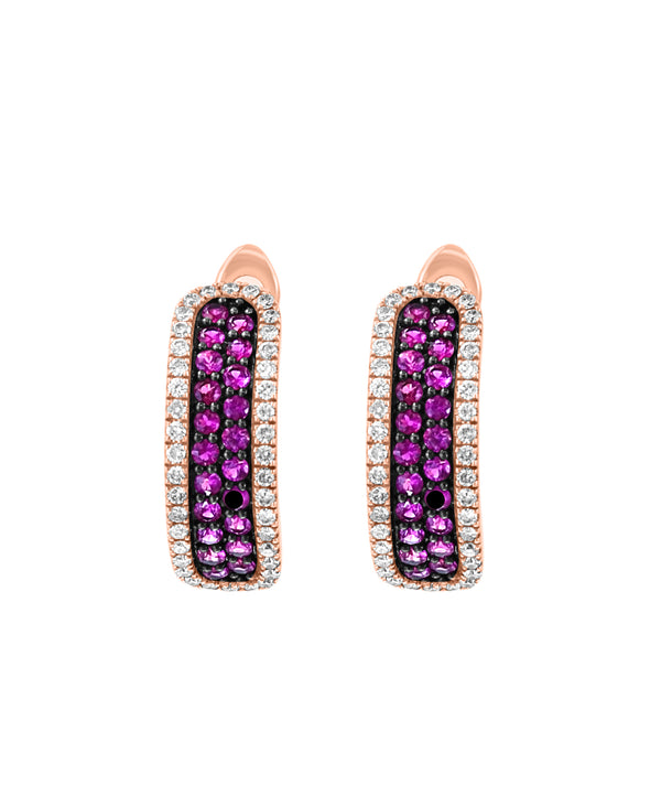 Effy 14K Rose Gold Ruby & Diamond Hoop Earrings