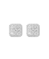 Effy 14K White Gold Square Diamond Cluster Stud Earrings